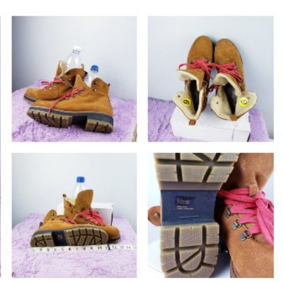 NEW- AVELLINI Combat Hiking boot Cognacbrown Suede Fully Lined Lugged Sole 9us - Picture 4 of 8